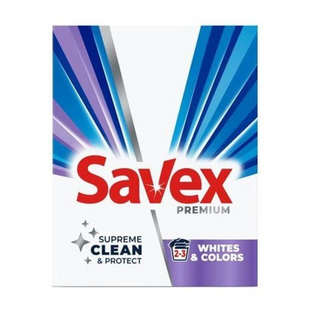 Savex Premium Whites&Colors, пральний порошок для прання білих і кольорових тканин, 300 г. 00-00077271 фото