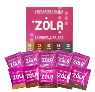 ZOLA Набір фарб для брів з колагеном у саше Eyebrow Tint With Collagen 5x5ml (5 кольорів) 00-00041514 фото